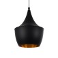 GloboStar® SHANGHAI 01025-A Μοντέρνο Κρεμαστό Φωτιστικό Καμπάνα Μονόφωτο 1 x E27 IP20 Μαύρο & Χρυσό Μέταλλο - Μ24 x Π24 x Υ30cm