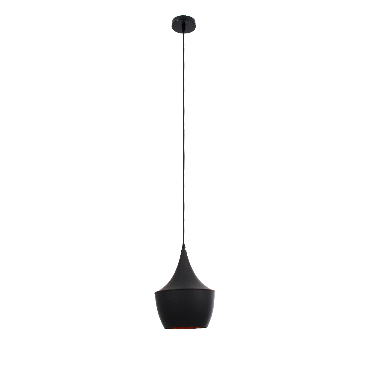 GloboStar® SHANGHAI 01025-A Μοντέρνο Κρεμαστό Φωτιστικό Καμπάνα Μονόφωτο 1 x E27 IP20 Μαύρο & Χρυσό Μέταλλο - Μ24 x Π24 x Υ30cm