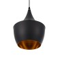 GloboStar® SHANGHAI 01025-A Μοντέρνο Κρεμαστό Φωτιστικό Καμπάνα Μονόφωτο 1 x E27 IP20 Μαύρο & Χρυσό Μέταλλο - Μ24 x Π24 x Υ30cm