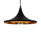 GloboStar® SHANGHAI 01025-B Μοντέρνο Κρεμαστό Φωτιστικό Καμπάνα Μονόφωτο 1 x E27 IP20 Μαύρο & Χρυσό Μέταλλο - Μ37 x Π37 x Υ20cm