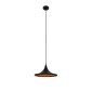 GloboStar® SHANGHAI 01025-B Μοντέρνο Κρεμαστό Φωτιστικό Καμπάνα Μονόφωτο 1 x E27 IP20 Μαύρο & Χρυσό Μέταλλο - Μ37 x Π37 x Υ20cm