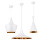 GloboStar® SHANGHAI 01026 Μοντέρνο Κρεμαστό Φωτιστικό Καμπάνα Σετ Τρίφωτο 3 x E27 IP20 Λευκό & Χρυσό Μέταλλο - Μ79.5 x Π79.5 x Υ38cm