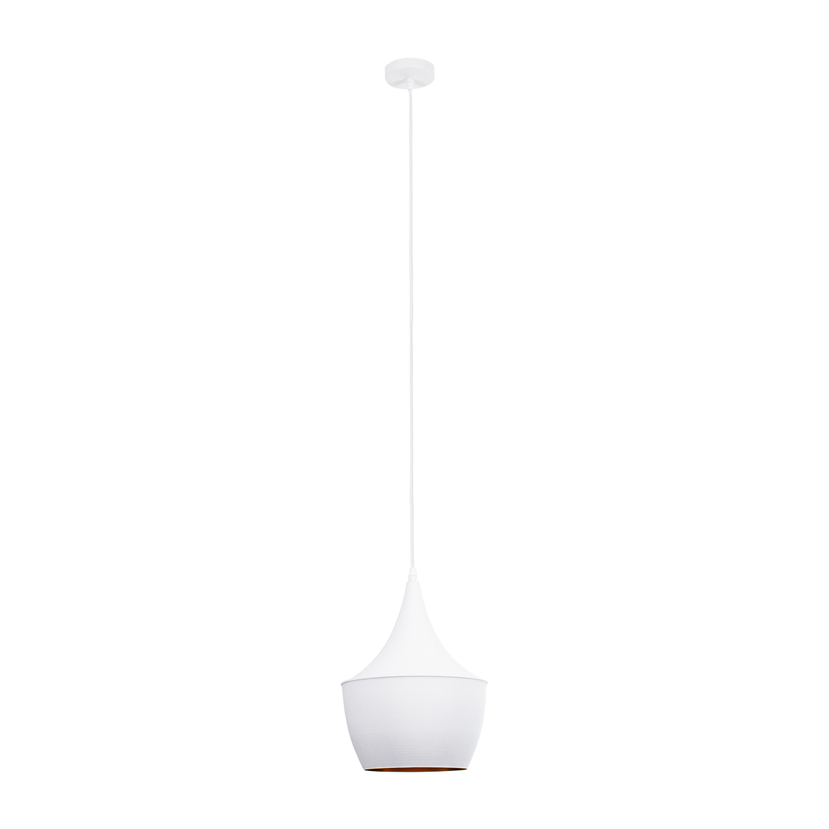 GloboStar® SHANGHAI 01026-A Μοντέρνο Κρεμαστό Φωτιστικό Καμπάνα Μονόφωτο 1 x E27 IP20 Λευκό & Χρυσό Μέταλλο - Μ25 x Π25 x Υ30cm