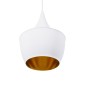 GloboStar® SHANGHAI 01026-A Μοντέρνο Κρεμαστό Φωτιστικό Καμπάνα Μονόφωτο 1 x E27 IP20 Λευκό & Χρυσό Μέταλλο - Μ25 x Π25 x Υ30cm