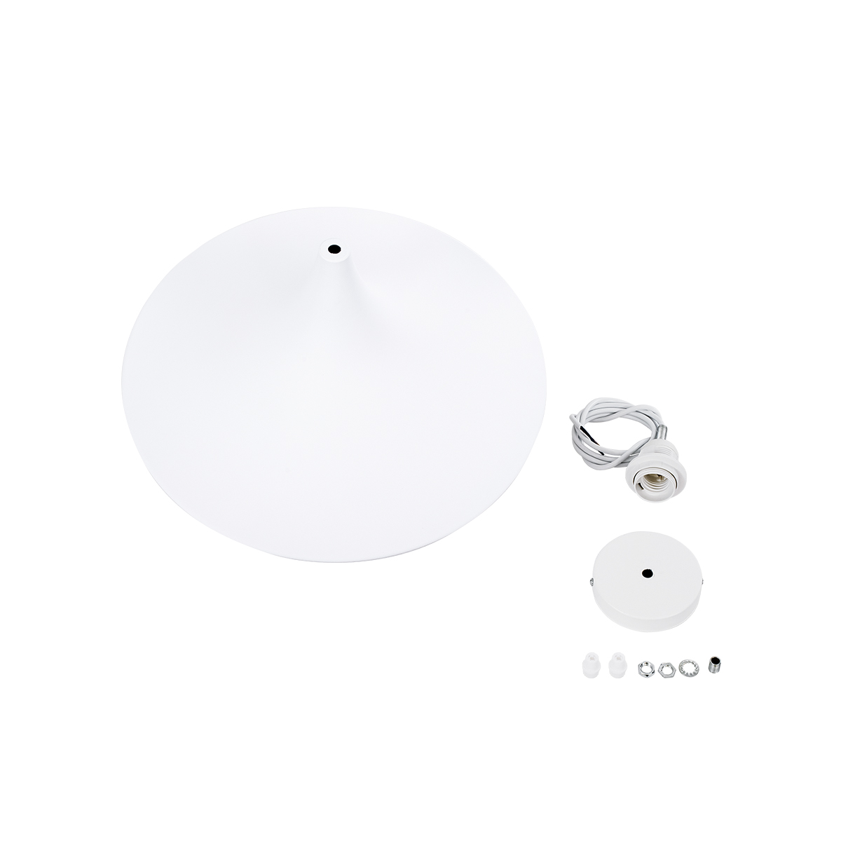 GloboStar® SHANGHAI 01026-B Μοντέρνο Κρεμαστό Φωτιστικό Καμπάνα Μονόφωτο 1 x E27 IP20 Λευκό & Χρυσό Μέταλλο - Μ37 x Π37 x Υ17cm