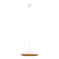 GloboStar® SHANGHAI 01026-B Μοντέρνο Κρεμαστό Φωτιστικό Καμπάνα Μονόφωτο 1 x E27 IP20 Λευκό & Χρυσό Μέταλλο - Μ37 x Π37 x Υ17cm