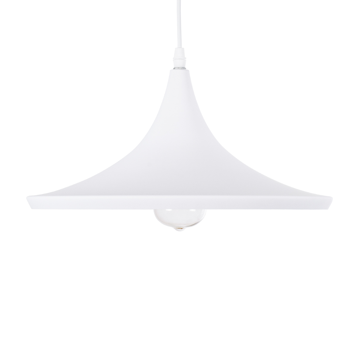 GloboStar® SHANGHAI 01026-B Μοντέρνο Κρεμαστό Φωτιστικό Καμπάνα Μονόφωτο 1 x E27 IP20 Λευκό & Χρυσό Μέταλλο - Μ37 x Π37 x Υ17cm