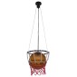 GloboStar® NBA 01027 Μοντέρνο Κρεμαστό Φωτιστικό Μπάλα Μονόφωτο 1 x E27 IP20 Πορτοκαλί & Μαύρο Μέταλλο - Μ32 x Π32 x Υ58cm