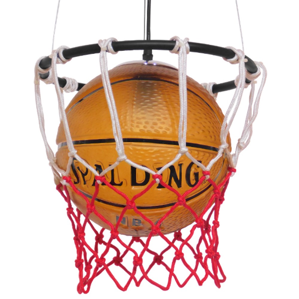 GloboStar® NBA 01027 Μοντέρνο Κρεμαστό Φωτιστικό Μπάλα Μονόφωτο 1 x E27 IP20 Μαύρο Μέταλλο με Πορτοκαλί & Μαύρο Γυαλί - Μ32 x Π32 x Υ58cm