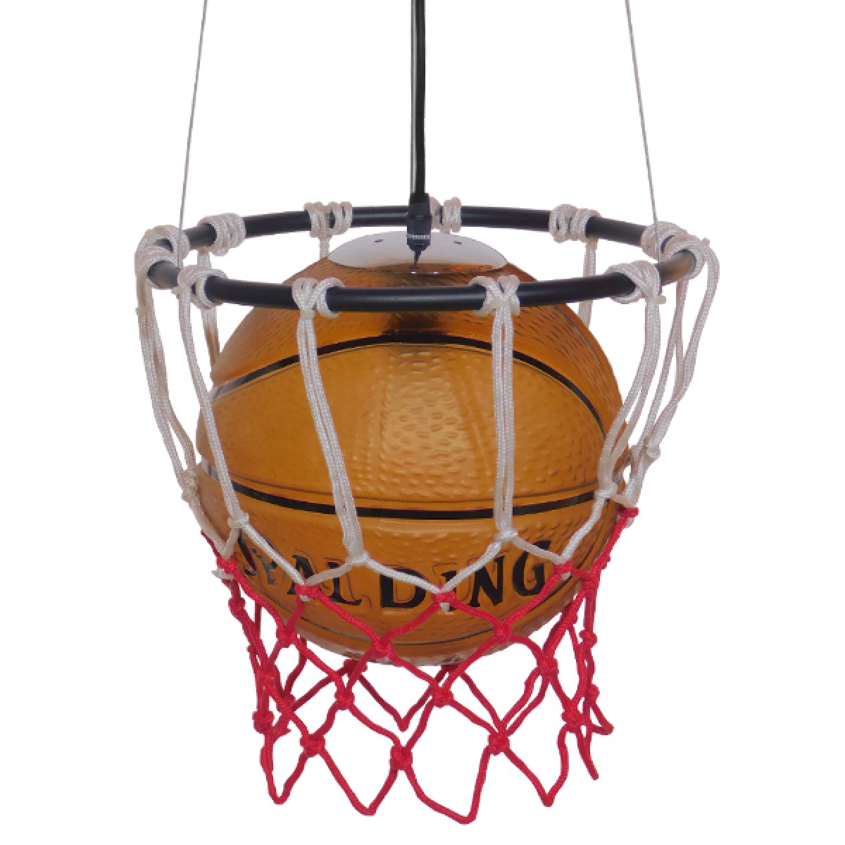GloboStar® NBA 01027 Μοντέρνο Κρεμαστό Φωτιστικό Μπάλα Μονόφωτο 1 x E27 IP20 Πορτοκαλί & Μαύρο Μέταλλο - Μ32 x Π32 x Υ58cm