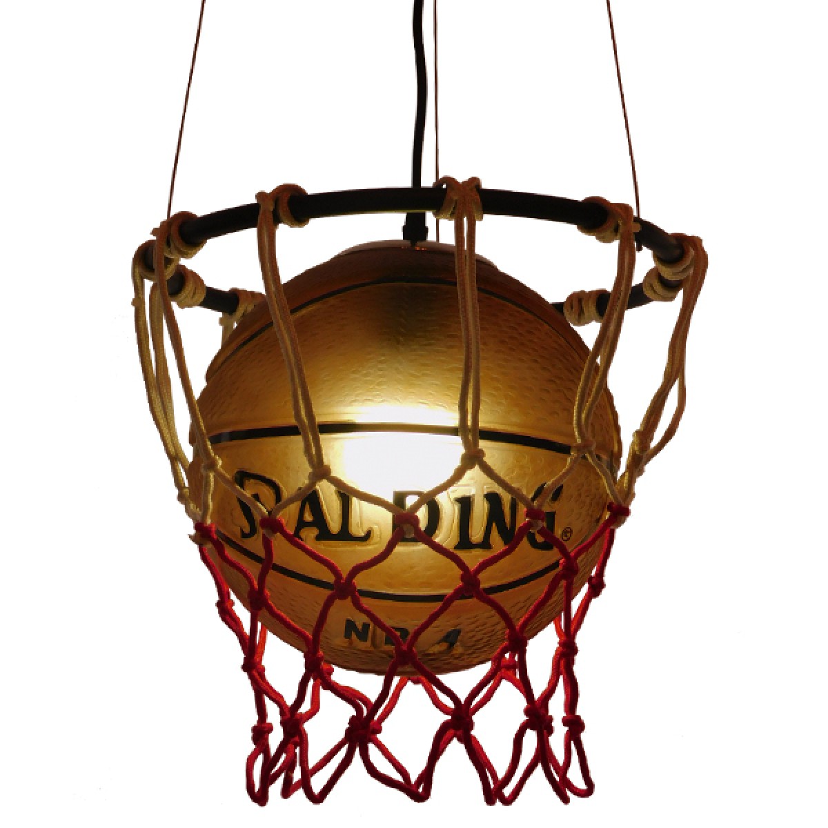 GloboStar® NBA 01027 Μοντέρνο Κρεμαστό Φωτιστικό Μπάλα Μονόφωτο 1 x E27 IP20 Πορτοκαλί & Μαύρο Μέταλλο - Μ32 x Π32 x Υ58cm