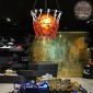 GloboStar® NBA 01027 Μοντέρνο Κρεμαστό Φωτιστικό Μπάλα Μονόφωτο 1 x E27 IP20 Πορτοκαλί & Μαύρο Μέταλλο - Μ32 x Π32 x Υ58cm