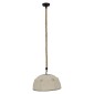 GloboStar® ANTOINETTE 01028 Vintage Κρεμαστό Φωτιστικό Καμπάνα Μονόφωτο 1 x E27 IP20 Μπεζ Σχοινί με Μπεζ Ύφασμα - Μ35 x Π35 x Υ20cm