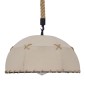 GloboStar® ANTOINETTE 01028 Vintage Κρεμαστό Φωτιστικό Καμπάνα Μονόφωτο 1 x E27 IP20 Μπεζ Σχοινί με Μπεζ Ύφασμα - Μ35 x Π35 x Υ20cm