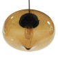 GloboStar® QUINN 01029 Vintage Κρεμαστό Φωτιστικό Ανάρτηση Μονόφωτο 1 x E27 IP20 Μελί Γυαλί με Μαύρο Μέταλλο - Μ26 x Π26 x Υ20cm