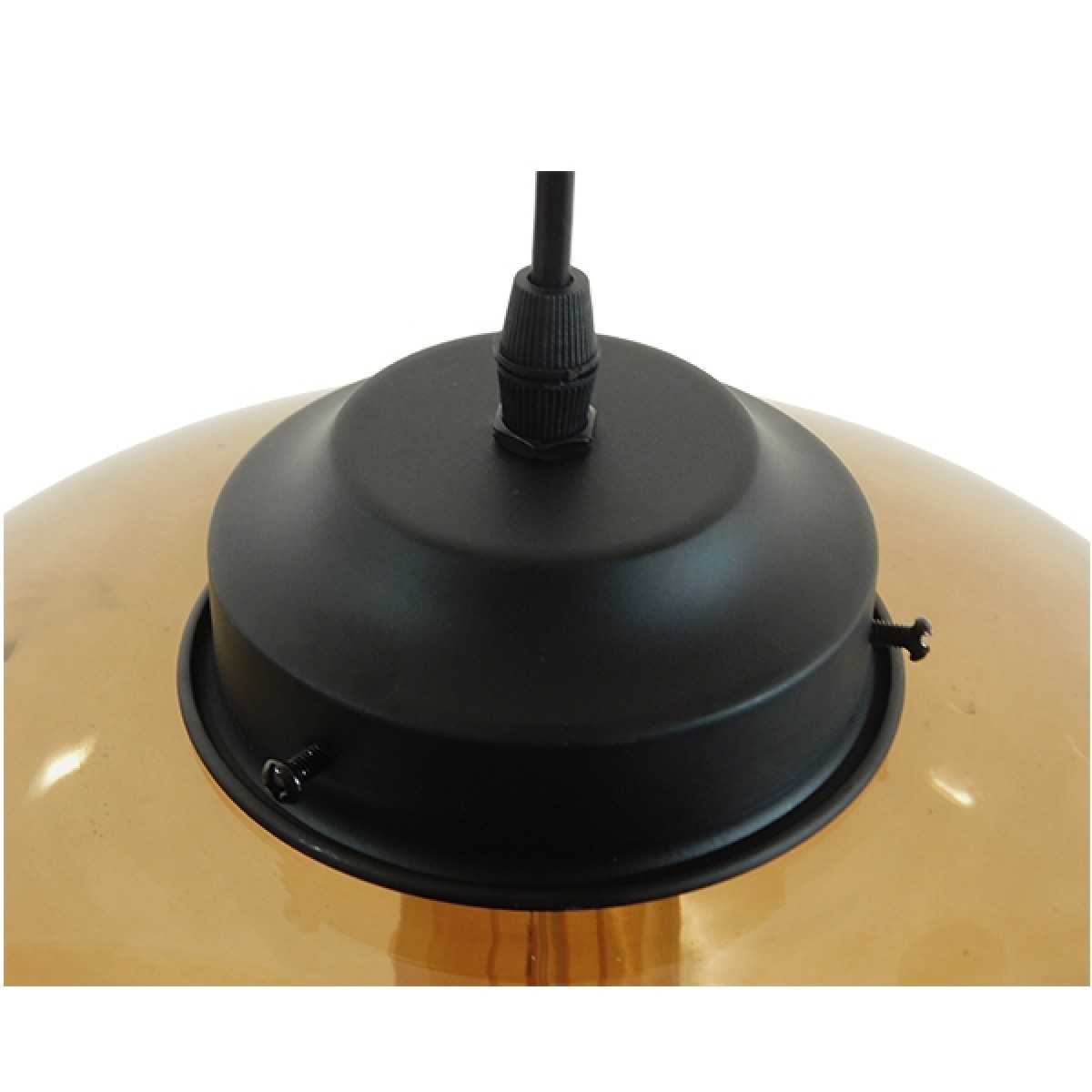 GloboStar® QUINN 01029 Vintage Κρεμαστό Φωτιστικό Ανάρτηση Μονόφωτο 1 x E27 IP20 Μελί Γυαλί με Μαύρο Μέταλλο - Μ26 x Π26 x Υ20cm