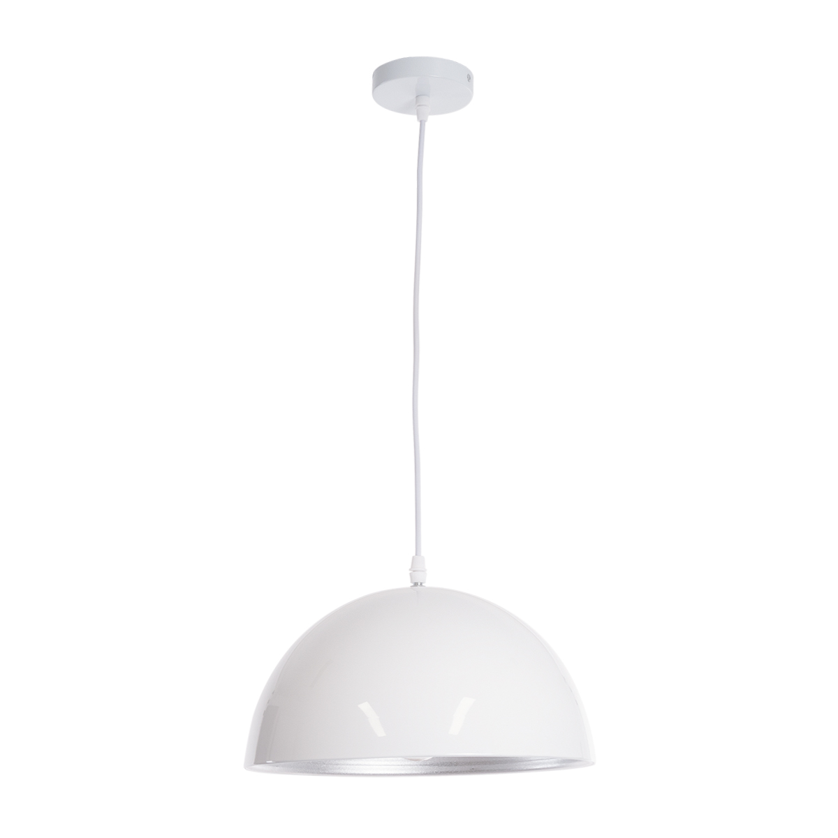 GloboStar® CHIME 01030 Μοντέρνο Κρεμαστό Φωτιστικό Καμπάνα Μονόφωτο 1 x E27 IP20 Λευκό Μέταλλο - Μ30 x Π30 x Υ16cm