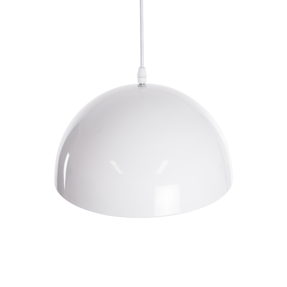 GloboStar® CHIME 01030 Μοντέρνο Κρεμαστό Φωτιστικό Καμπάνα Μονόφωτο 1 x E27 IP20 Λευκό Μέταλλο - Μ30 x Π30 x Υ16cm