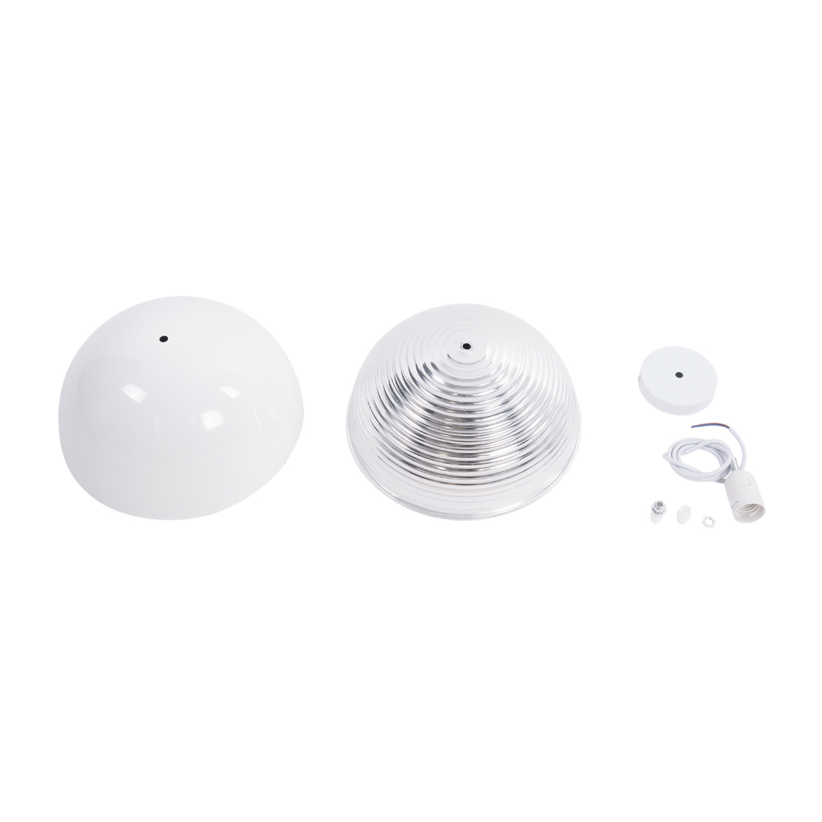 GloboStar® CHIME 01030 Μοντέρνο Κρεμαστό Φωτιστικό Καμπάνα Μονόφωτο 1 x E27 IP20 Λευκό Μέταλλο - Μ30 x Π30 x Υ16cm