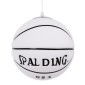 GloboStar® SPALDING NBA 01031 Παιδικό Κρεμαστό Φωτιστικό Μπάλα Μονόφωτο 1 x E27 IP20 Λευκό & Μαύρο Γυαλί - Μ25 x Π25 x Υ25cm