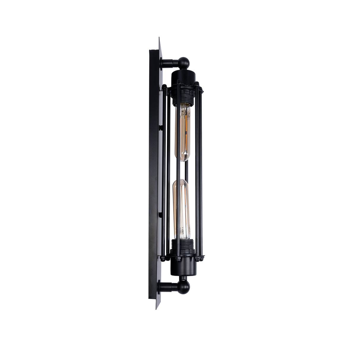 GloboStar® TUBULAR 01033 Vintage Επιτοίχιο Φωτιστικό Απλίκα Δίφωτο 2 x E27 IP20 Μαύρο Μέταλλο - Μ10 x Π10 x Υ47cm