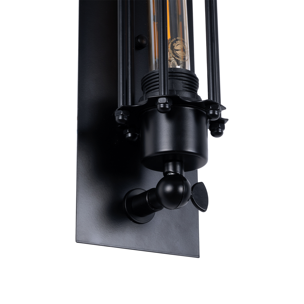 GloboStar® TUBULAR 01033 Vintage Επιτοίχιο Φωτιστικό Απλίκα Δίφωτο 2 x E27 IP20 Μαύρο Μέταλλο - Μ10 x Π10 x Υ47cm