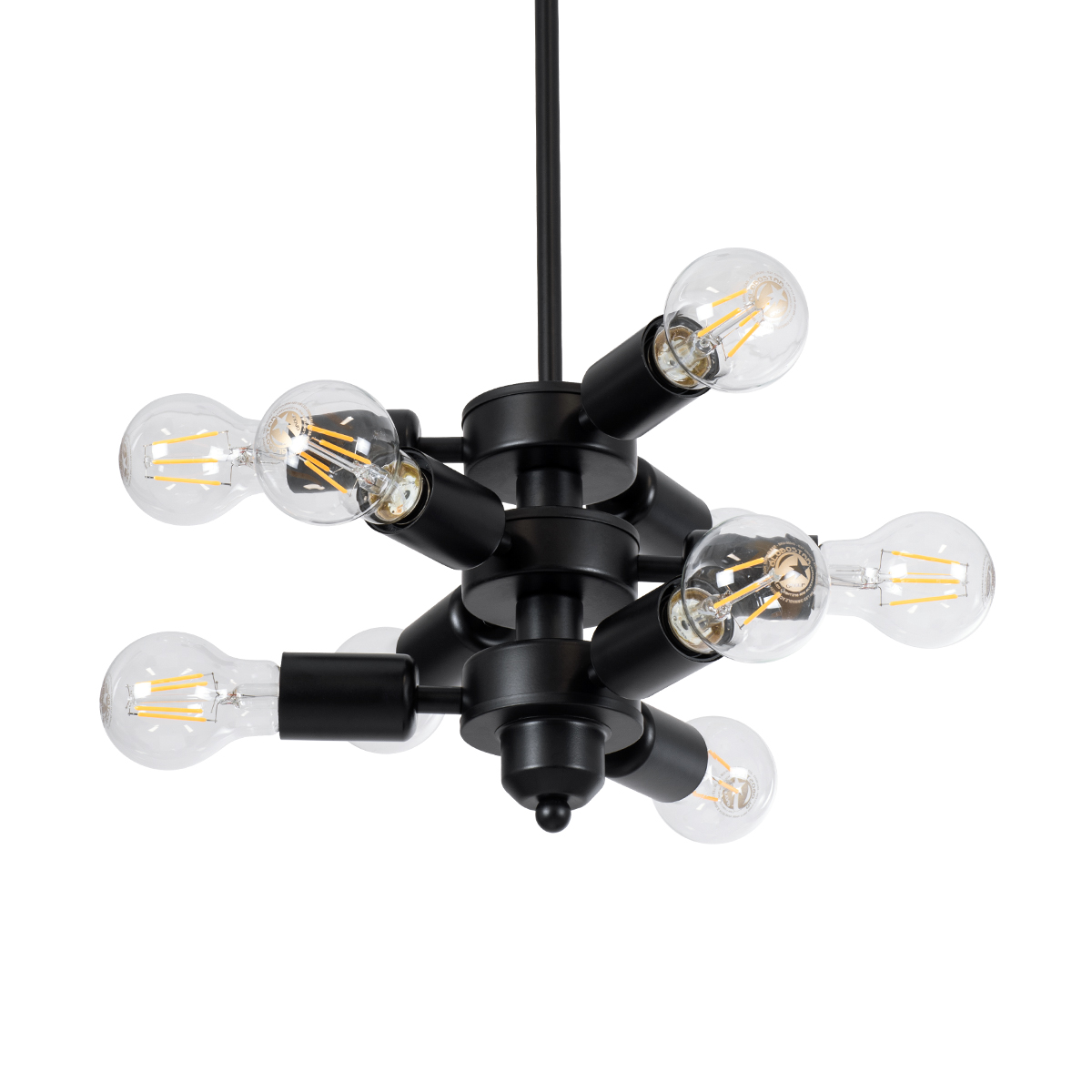 GloboStar® DELIR 01035 Μοντέρνο Φωτιστικό Οροφής Πλέγμα Πολύφωτο 9 x E27 IP20 Μαύρο Μέταλλο - Μ24 x Π24 x Υ23cm