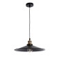 GloboStar® CARAVEL 01042 Vintage Κρεμαστό Φωτιστικό Καμπάνα Μονόφωτο 1 x E27 IP20 Μαύρο & Χρυσό Μέταλλο - Μ36 x Π36 x Υ10cm