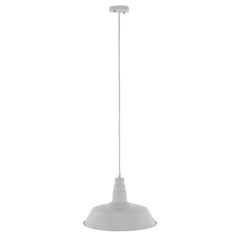 GloboStar® RAY 01043 Vintage Κρεμαστό Φωτιστικό Καμπάνα Μονόφωτο 1 x E27 IP20 Λευκό Μέταλλο - Μ36 x Π36 x Υ25cm