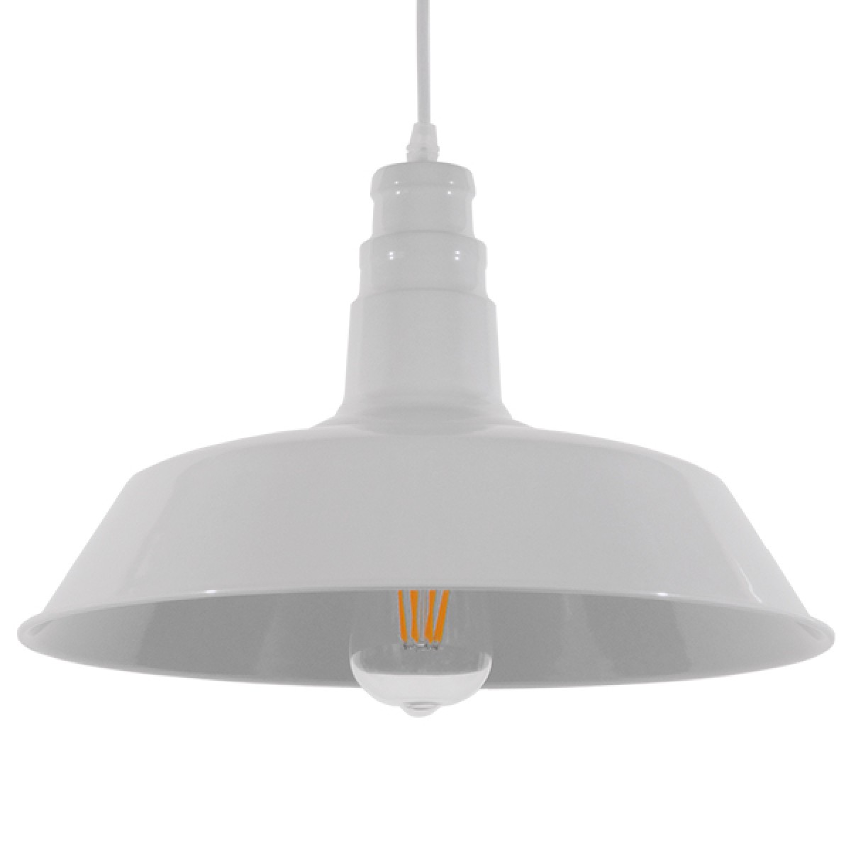 GloboStar® RAY 01043 Vintage Κρεμαστό Φωτιστικό Καμπάνα Μονόφωτο 1 x E27 IP20 Λευκό Μέταλλο - Μ36 x Π36 x Υ25cm