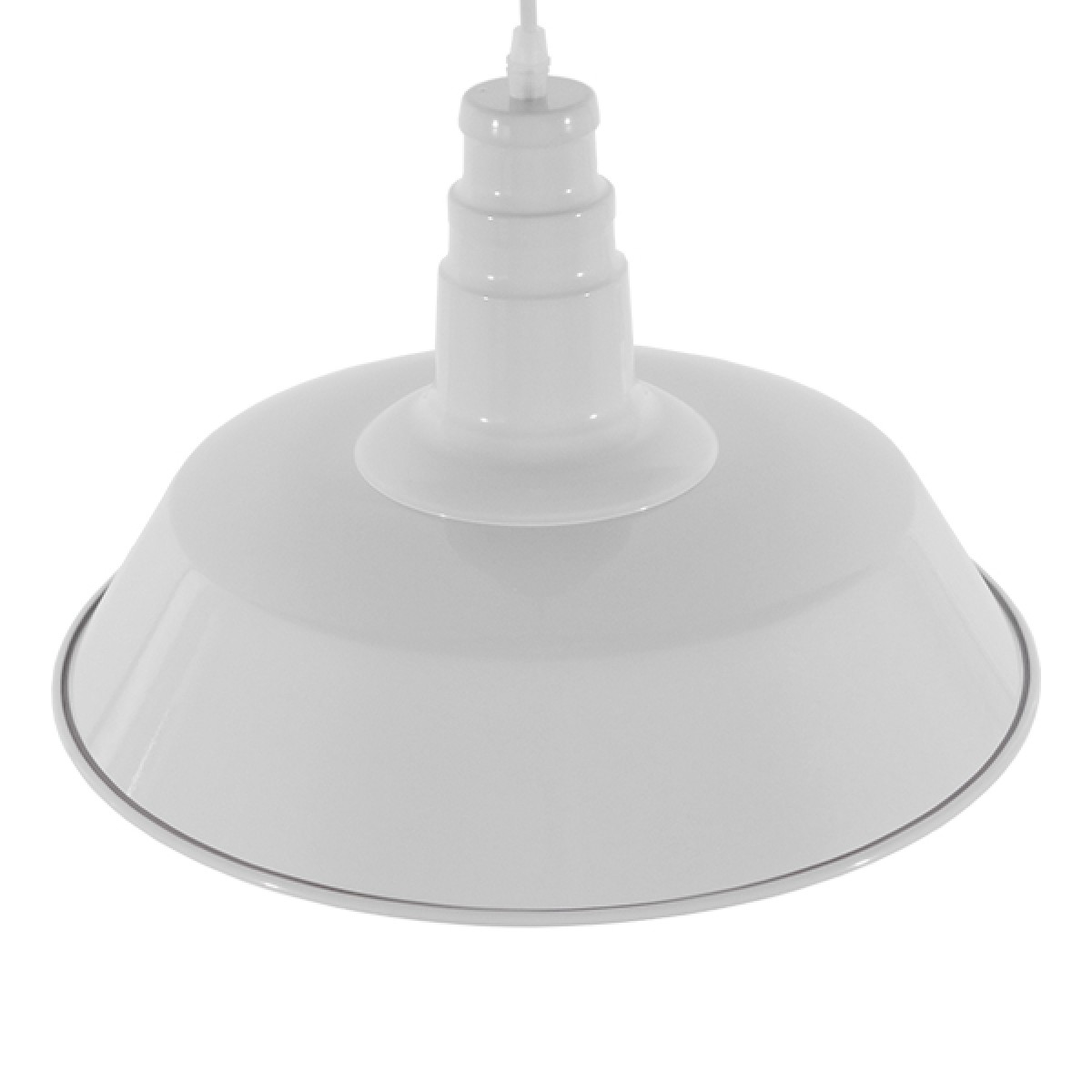 GloboStar® RAY 01043 Vintage Κρεμαστό Φωτιστικό Καμπάνα Μονόφωτο 1 x E27 IP20 Λευκό Μέταλλο - Μ36 x Π36 x Υ25cm