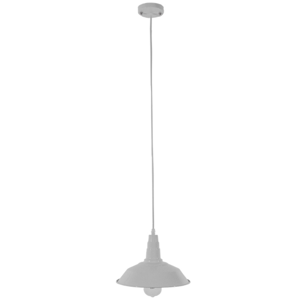 GloboStar® RAY 01044 Vintage Κρεμαστό Φωτιστικό Καμπάνα Μονόφωτο 1 x E27 IP20 Λευκό Μέταλλο - Μ26 x Π26 x Υ25cm