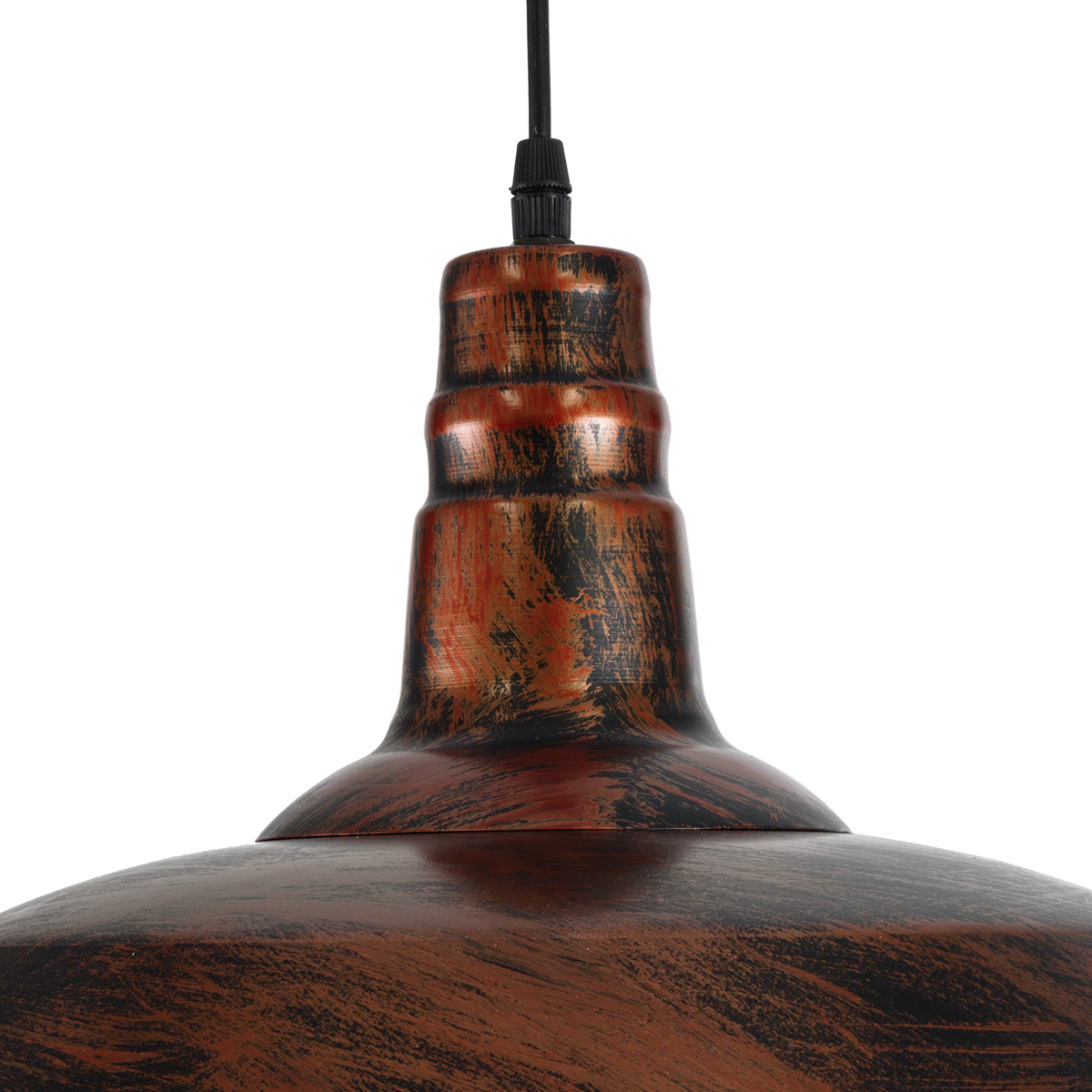 GloboStar® RAY 01046 Vintage Κρεμαστό Φωτιστικό Καμπάνα Μονόφωτο 1 x E27 IP20 Χάλκινο Μέταλλο - Μ36 x Π36 x Υ25cm