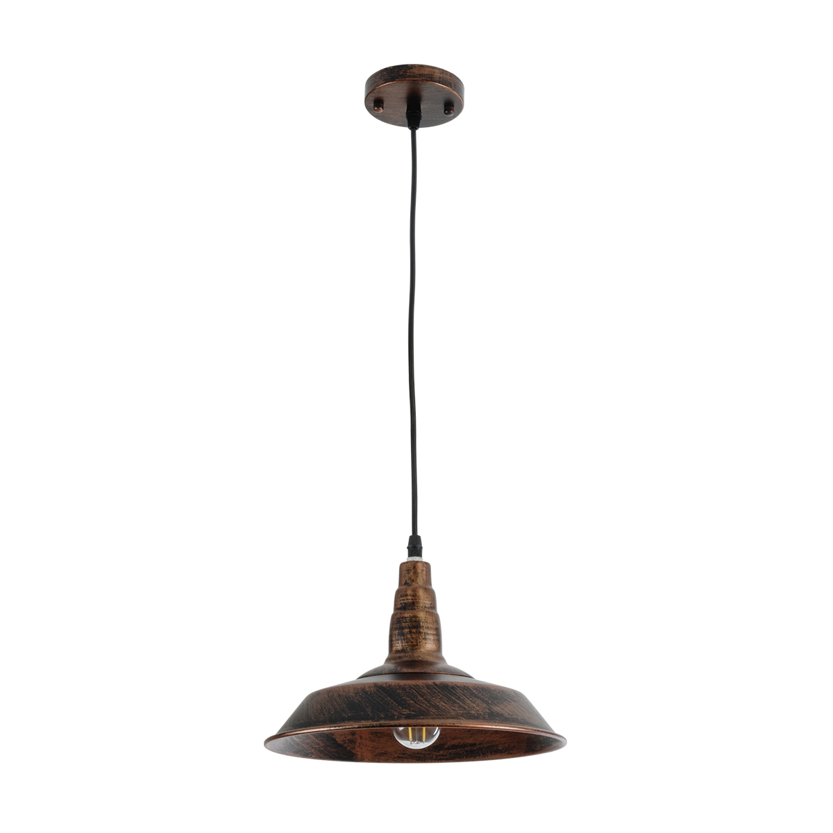 GloboStar® RAY 01047 Vintage Κρεμαστό Φωτιστικό Καμπάνα Μονόφωτο 1 x E27 IP20 Χάλκινο Μέταλλο - Μ26 x Π26 x Υ25cm