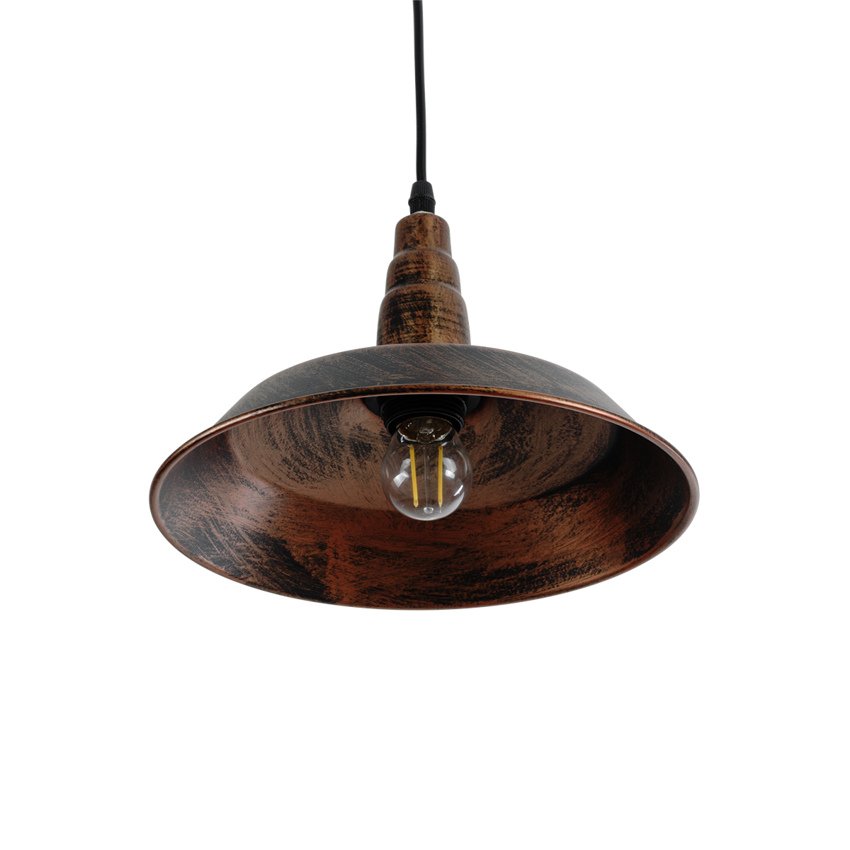 GloboStar® RAY 01047 Vintage Κρεμαστό Φωτιστικό Καμπάνα Μονόφωτο 1 x E27 IP20 Χάλκινο Μέταλλο - Μ26 x Π26 x Υ25cm