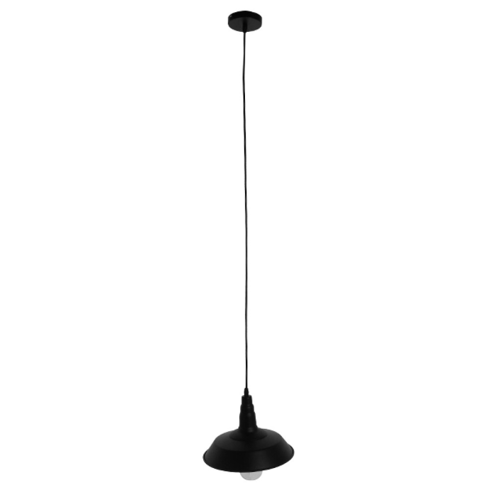 GloboStar® RAY 01050 Vintage Κρεμαστό Φωτιστικό Καμπάνα Μονόφωτο 1 x E27 IP20 Μαύρο Μέταλλο - Μ26 x Π26 x Υ25cm