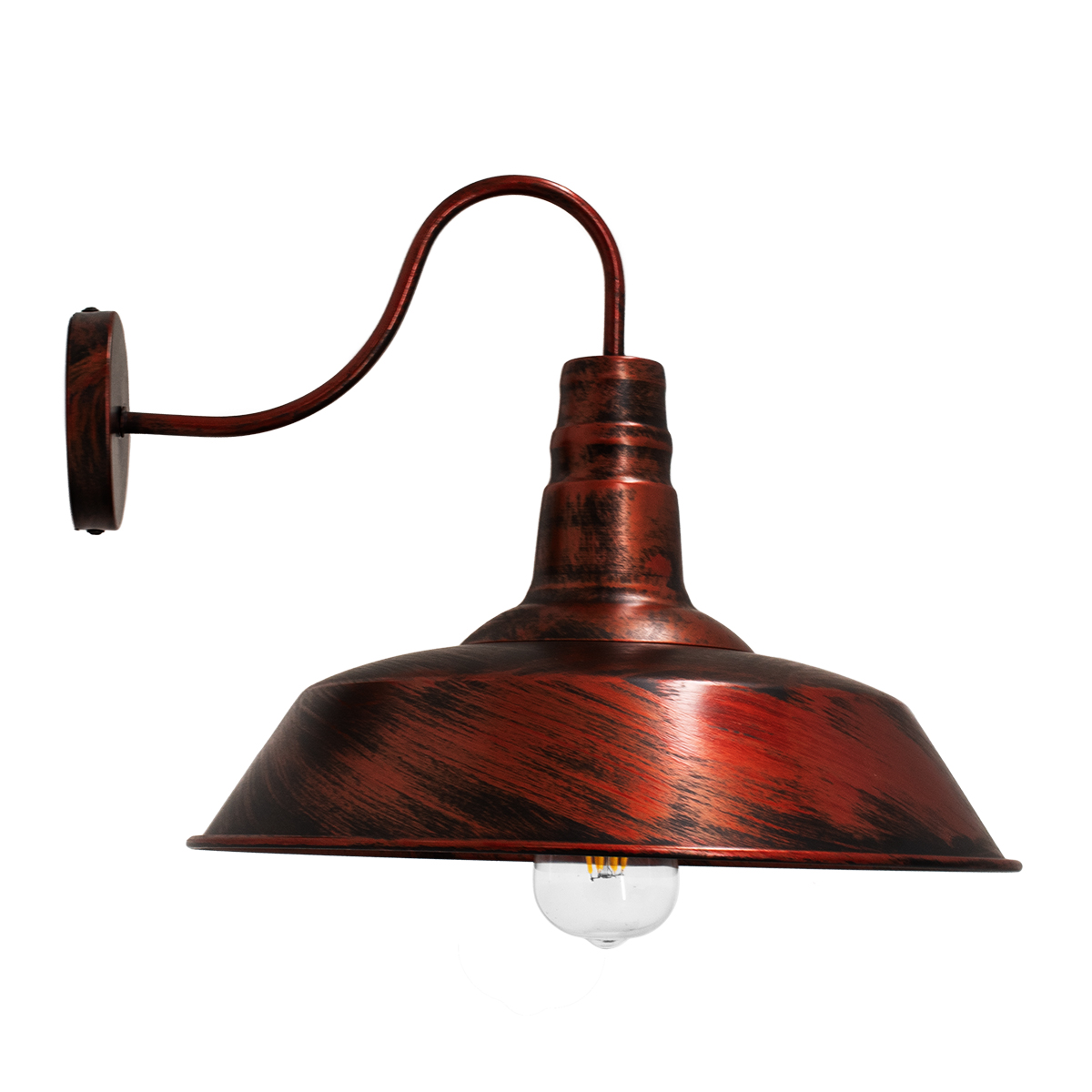 GloboStar® SORD 01052 Vintage Επιτοίχιο Φωτιστικό Απλίκα Μονόφωτο 1 x E27 IP20 Χάλκινο Μέταλλο - Μ36 x Π42 x Υ32cm