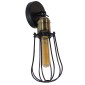 GloboStar® CATEL 01056 Vintage Επιτοίχιο Φωτιστικό Απλίκα Μονόφωτο 1 x E27 IP20 Μαύρο & Μπρούτζινο Μέταλλο - Μ12 x Π15 x Υ32cm