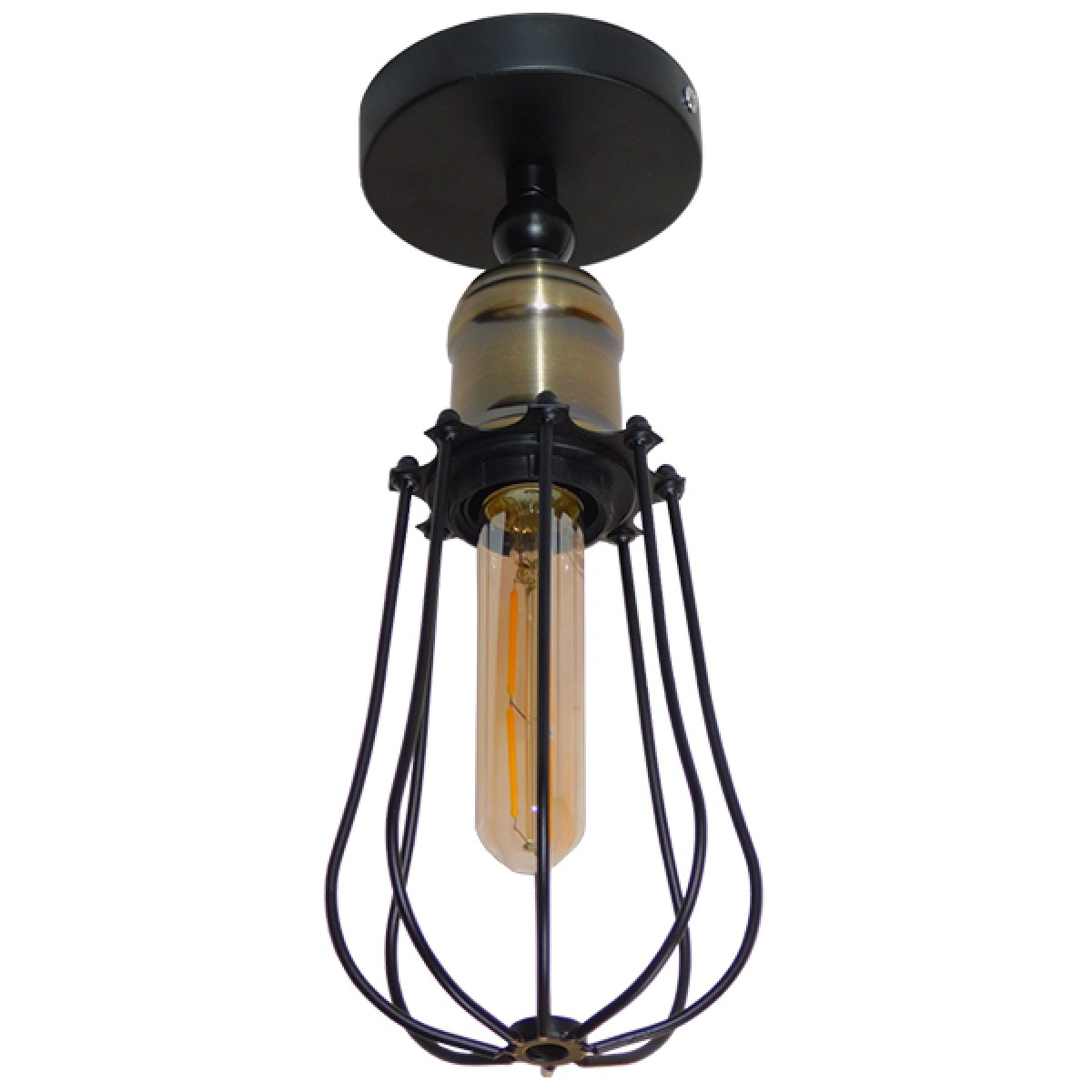 GloboStar® CATEL 01056 Vintage Επιτοίχιο Φωτιστικό Απλίκα Μονόφωτο 1 x E27 IP20 Μαύρο & Μπρούτζινο Μέταλλο - Μ12 x Π15 x Υ32cm