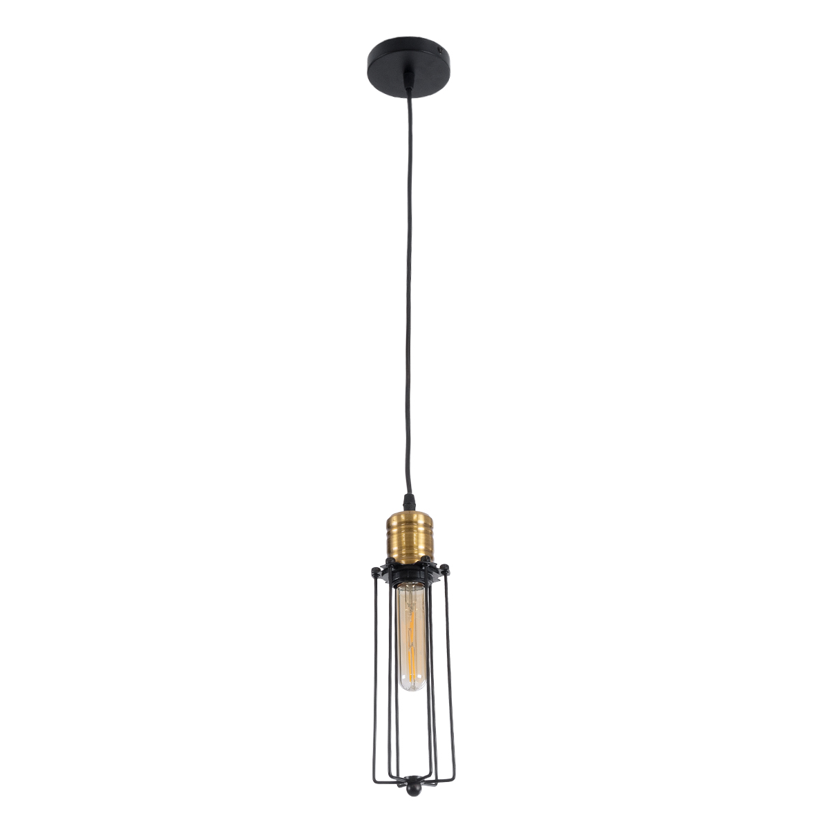 GloboStar® KLECE 01057 Vintage Κρεμαστό Φωτιστικό Ανάρτηση Μονόφωτο 1 x E27 IP20 Μαύρο & Χρυσό Μέταλλο - Μ8 x Π8 x Υ28cm