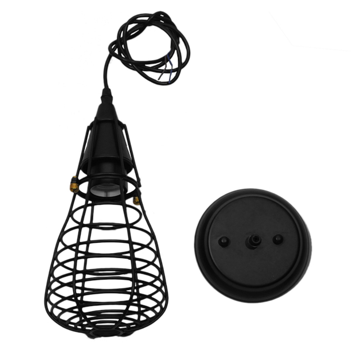 GloboStar® ALDO 01058 Vintage Κρεμαστό Φωτιστικό Πλέγμα Μονόφωτο 1 x E27 IP20 Μαύρο Μέταλλο - Μ13 x Π13 x Υ27cm