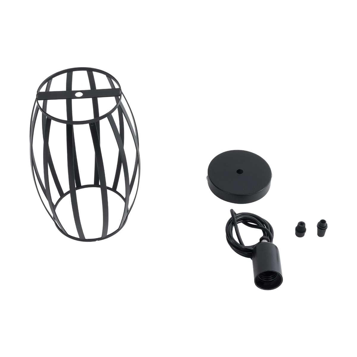 GloboStar® ZEBRA 01062 Vintage Κρεμαστό Φωτιστικό Πλέγμα Μονόφωτο 1 x E27 IP20 Μαύρο Μέταλλο - Μ15 x Π15 x Y24cm