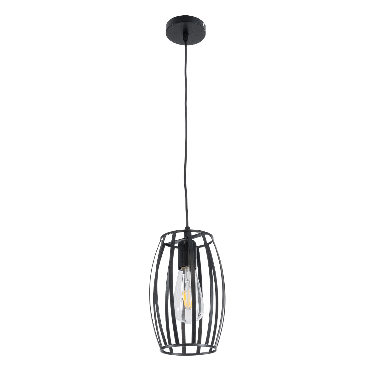 GloboStar® ZEBRA 01062 Vintage Κρεμαστό Φωτιστικό Πλέγμα Μονόφωτο 1 x E27 IP20 Μαύρο Μέταλλο - Μ15 x Π15 x Y24cm