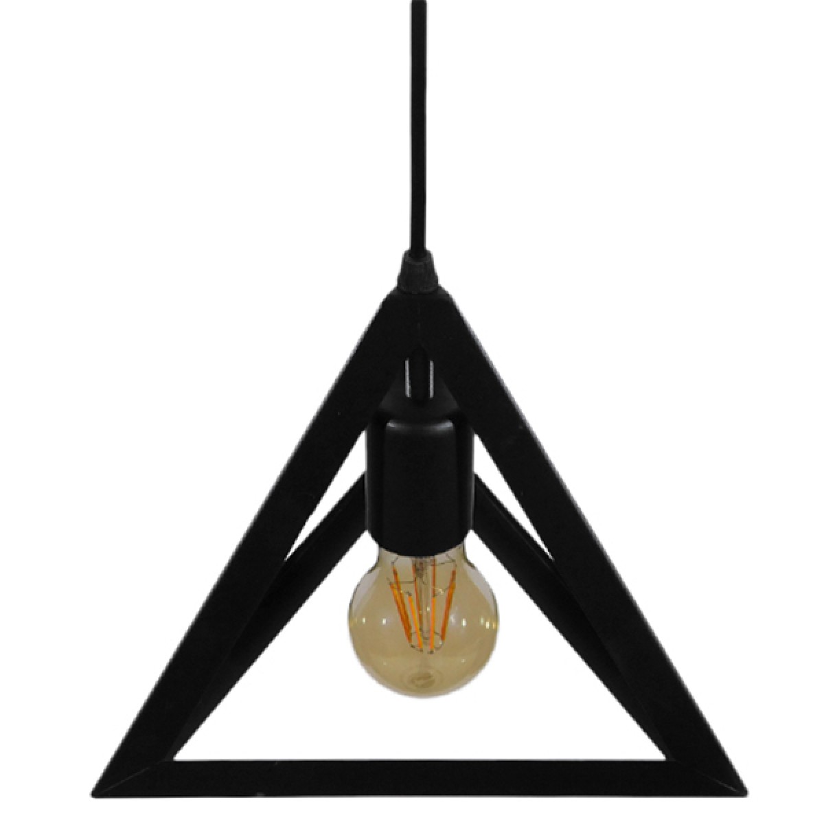 GloboStar® TRIANGLE 01063 Μοντέρνο Κρεμαστό Φωτιστικό Ανάρτηση Μονόφωτο 1 x E27 IP20 Μαύρο Μέταλλο - Μ25 x Π25 x Y21cm