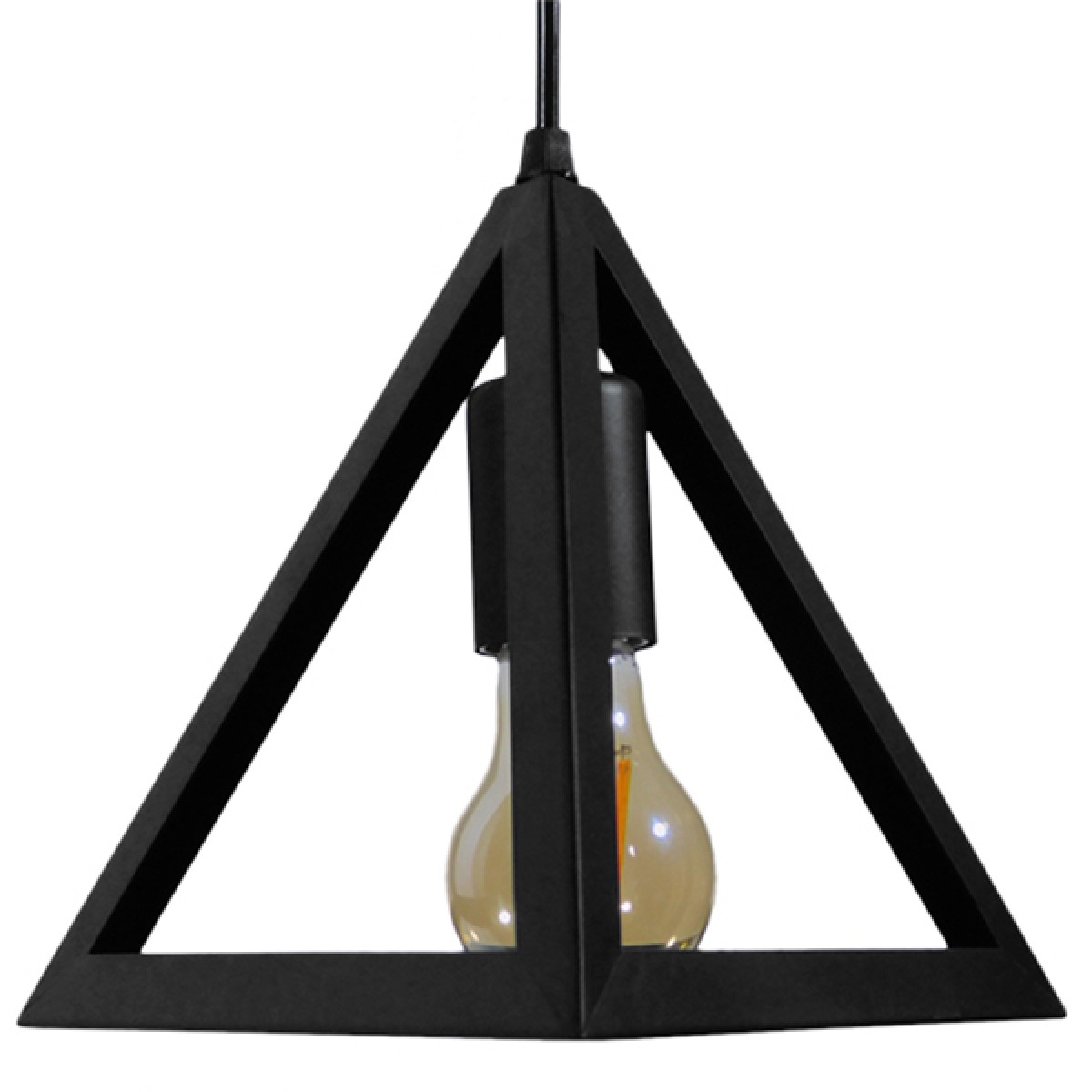 GloboStar® TRIANGLE 01063 Μοντέρνο Κρεμαστό Φωτιστικό Ανάρτηση Μονόφωτο 1 x E27 IP20 Μαύρο Μέταλλο - Μ25 x Π25 x Y21cm