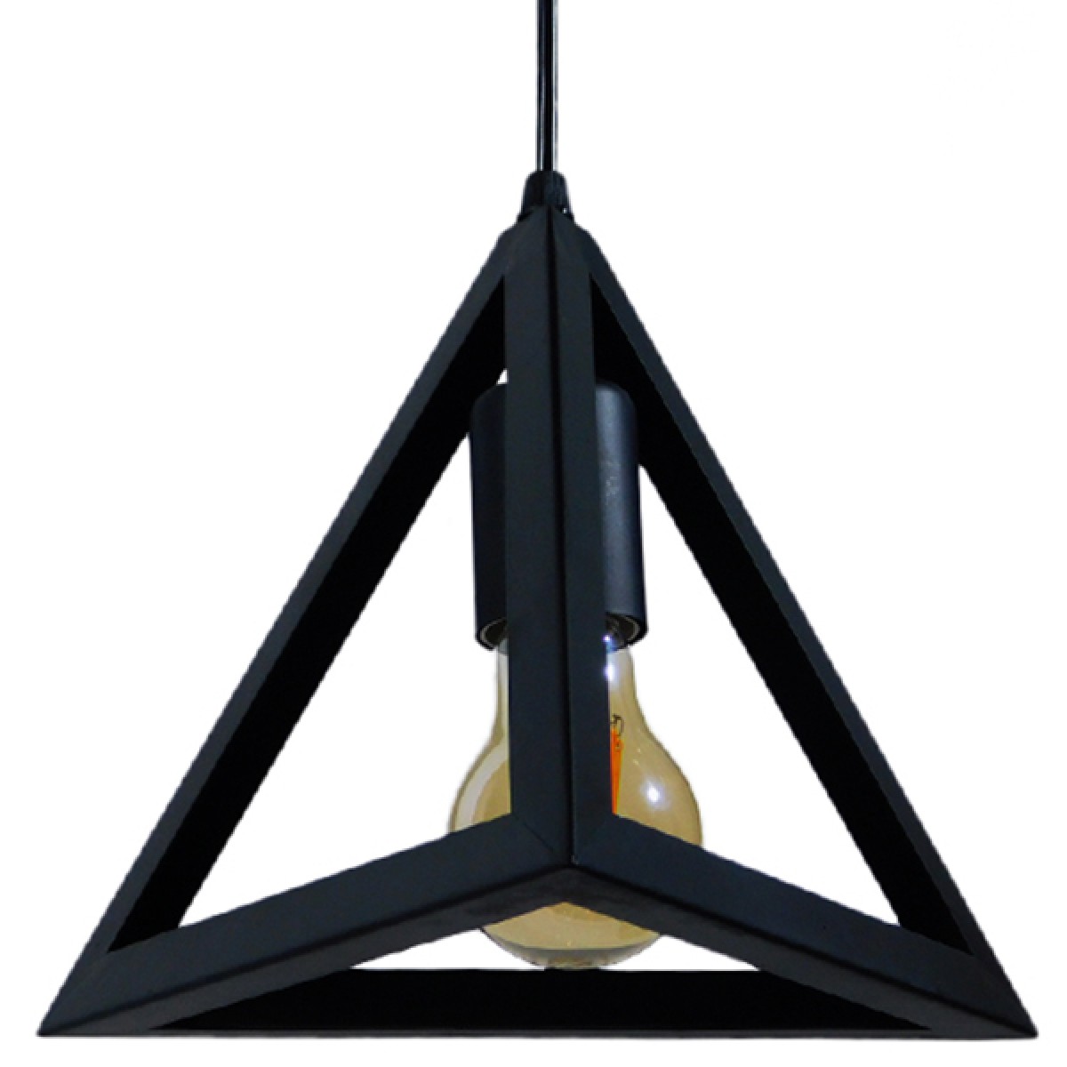 GloboStar® TRIANGLE 01063 Μοντέρνο Κρεμαστό Φωτιστικό Ανάρτηση Μονόφωτο 1 x E27 IP20 Μαύρο Μέταλλο - Μ25 x Π25 x Y21cm
