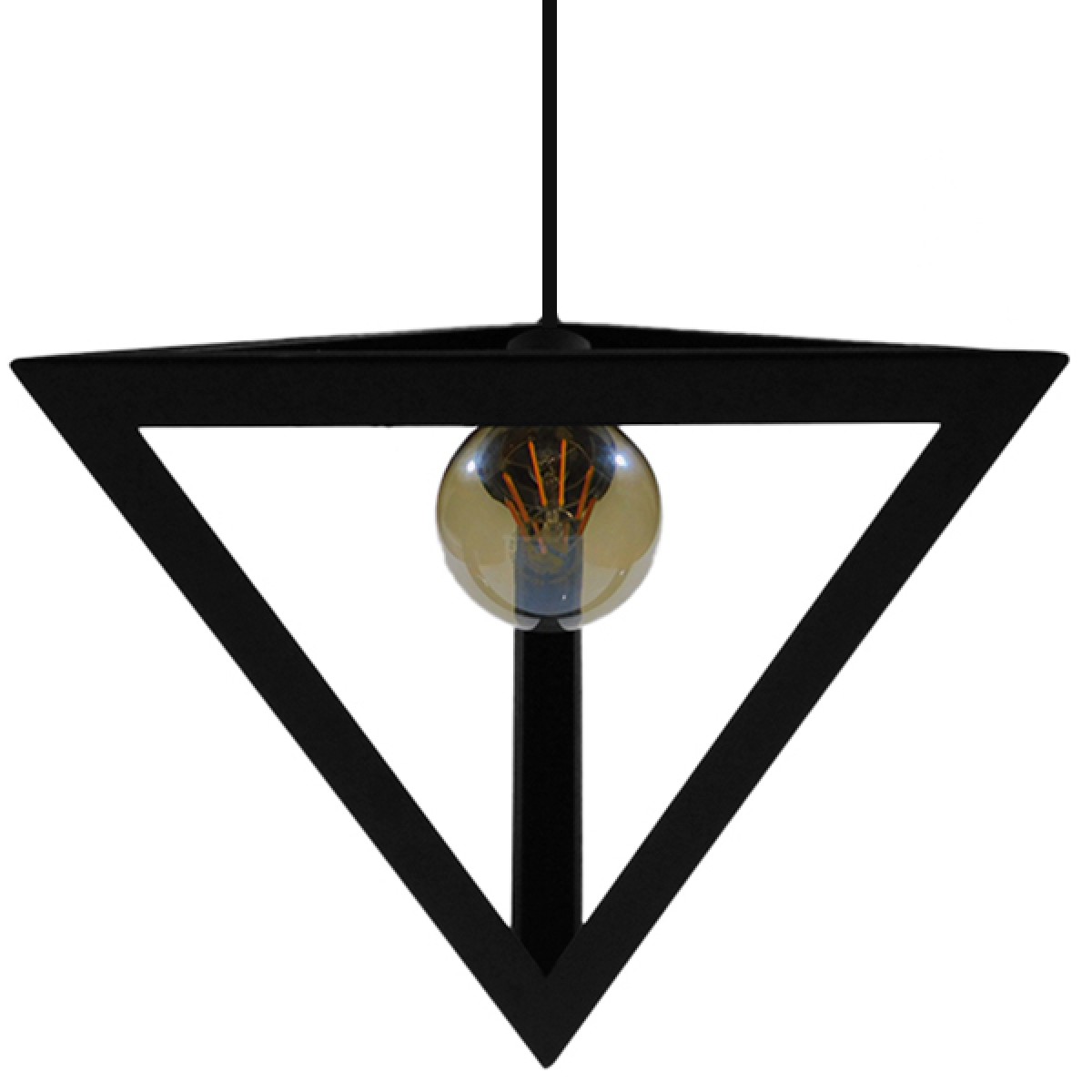 GloboStar® TRIANGLE 01063 Μοντέρνο Κρεμαστό Φωτιστικό Ανάρτηση Μονόφωτο 1 x E27 IP20 Μαύρο Μέταλλο - Μ25 x Π25 x Y21cm