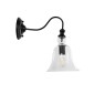 GloboStar® LILLY 01064 Vintage Επιτοίχιο Φωτιστικό Απλίκα Μονόφωτο 1 x E27 IP20 Μαύρο Μέταλλο με Διάφανο Γυαλί - Μ38 x Π20 x Υ37cm
