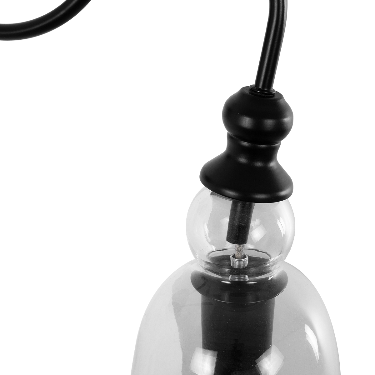 GloboStar® LILLY 01064 Vintage Επιτοίχιο Φωτιστικό Απλίκα Μονόφωτο 1 x E27 IP20 Μαύρο Μέταλλο με Διάφανο Γυαλί - Μ38 x Π20 x Υ37cm