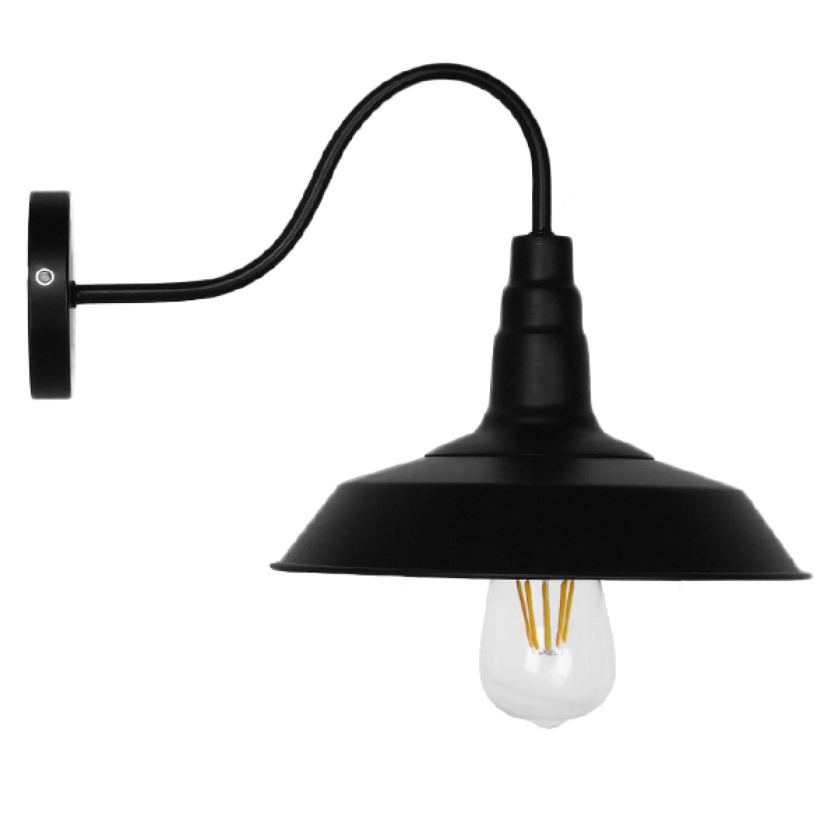 GloboStar® SORD 01065 Vintage Επιτοίχιο Φωτιστικό Απλίκα Μονόφωτο 1 x E27 IP20 Μαύρο Μέταλλο Μ26 x Π37 x Υ32cm